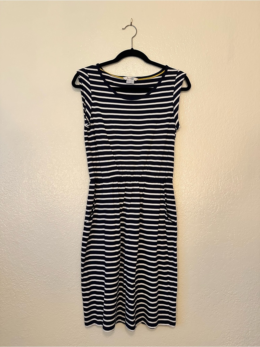 Boden Navy and White Striped Midi Dress Preppy Coastal